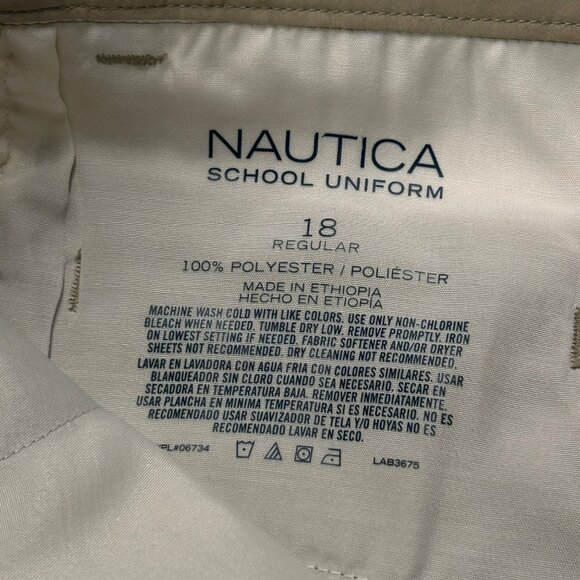 Nautica‎ Boys School Uniform Khaki Flat Front Shorts Adjustable Waist 18 Reg NWT - Picture 8 of 12